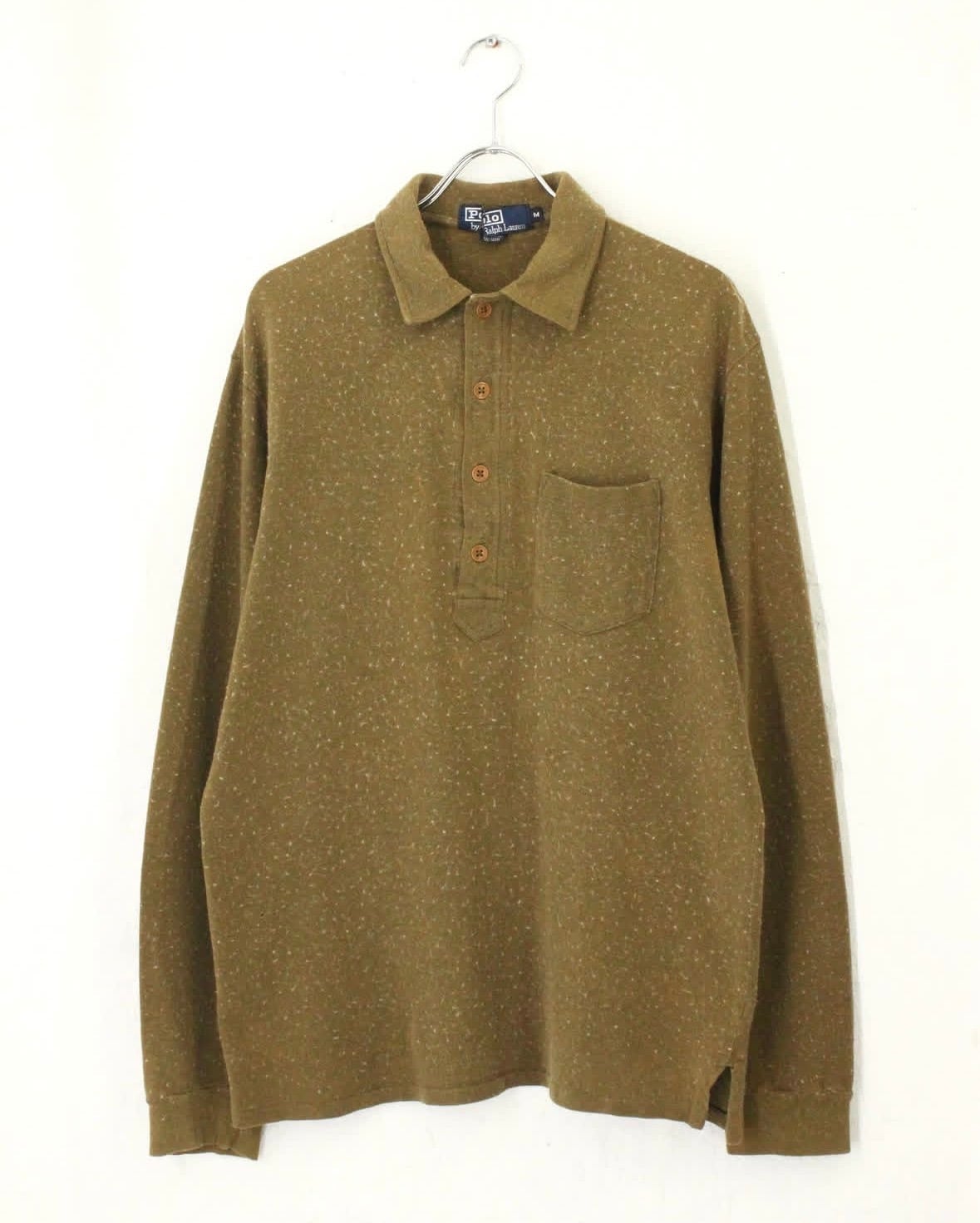 90s Ralph Lauren Pilling Pattern L/S Polo Shirt USA製
