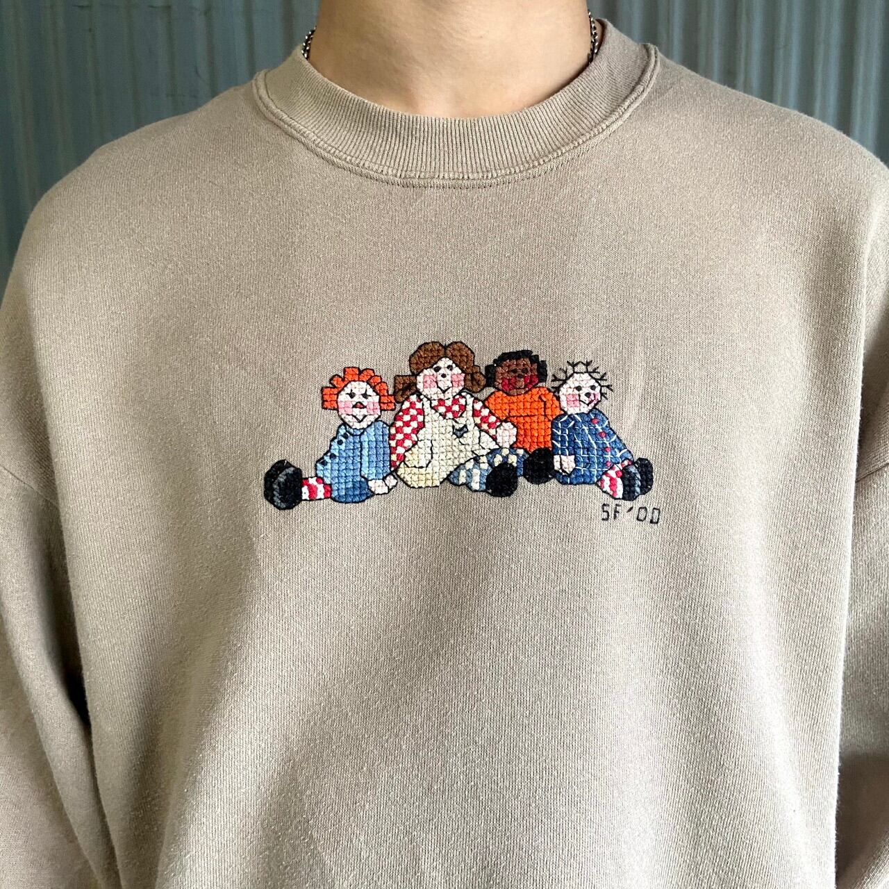 ビンテージ 90s XLトレーナー スウェット ピスタチオ 刺繍