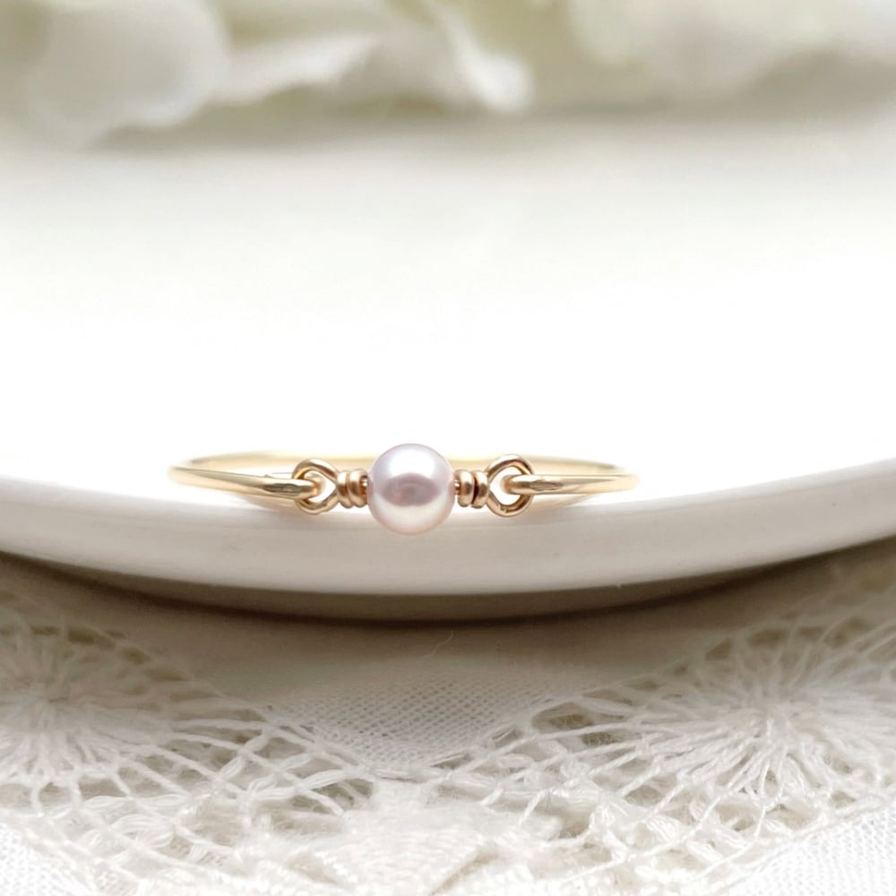 あこや真珠 K14gf ワイヤーリング|繊細な一粒の指輪