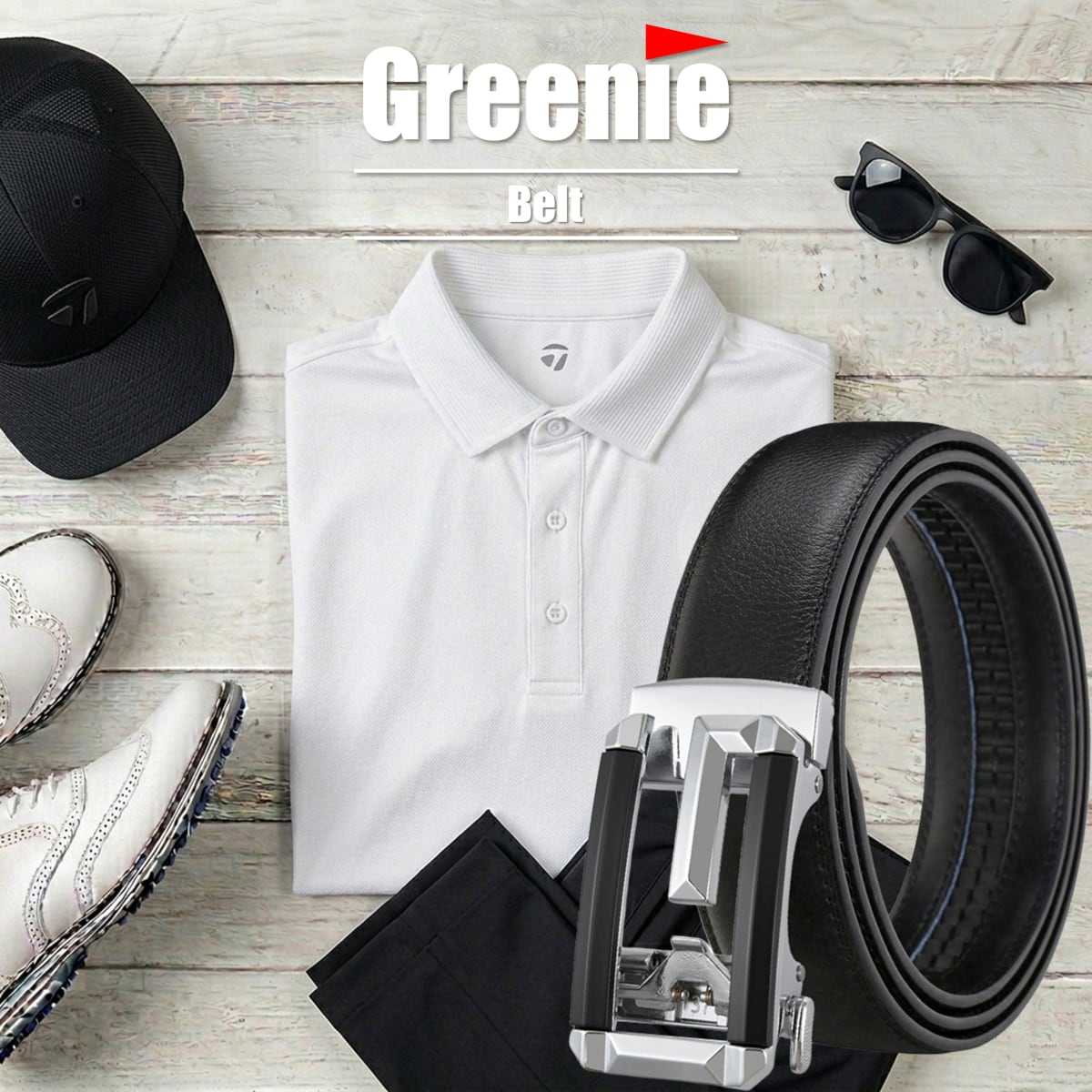 オリジナル　ベルクロタイプ4枚 Greenie (グリーニー) ベルト ゴルフ Golf オートロック PUレザー