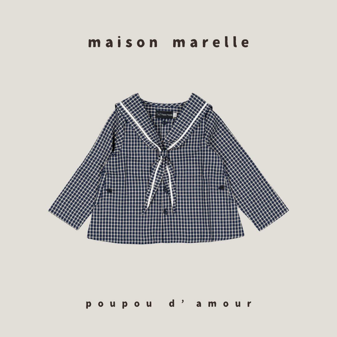 6Y〜12Y 送料無料【予約】maison marelle| Blouse CHAPTAL - blue&ecru check/(11月上旬以降入荷予定)