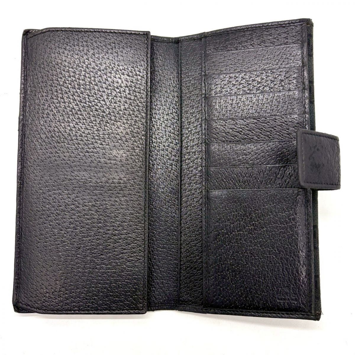 美品　GUCCI GGキャンバス フラップ　長財布　Wホック ダークブラウン グッチ GGキャンバス Wホック長財布 ダブルGロゴ ベージュ ダーク