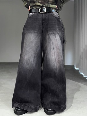 wide buggy denim / black