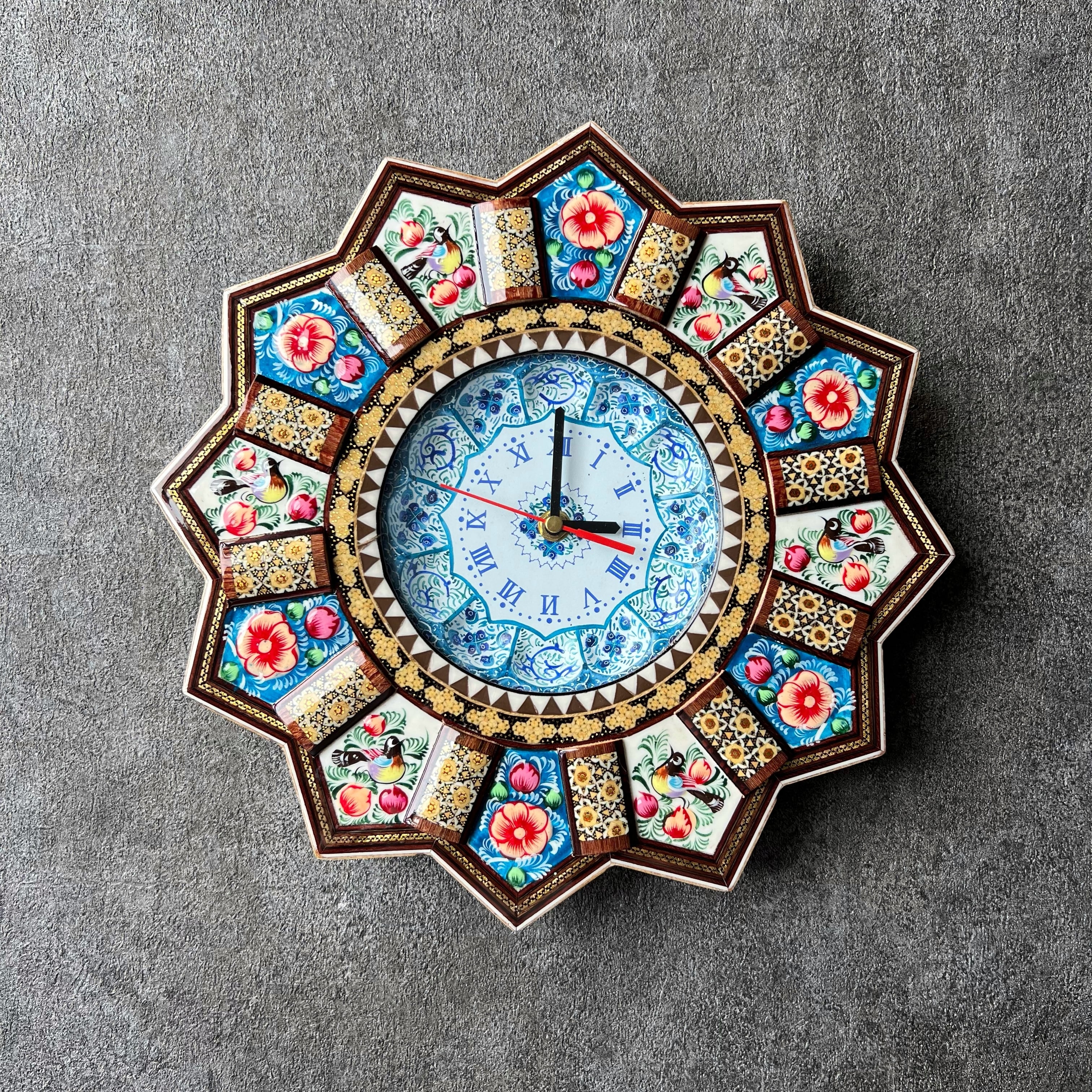 象嵌細工（ハータムカーリー）時計 Mサイズ（Φ32cm