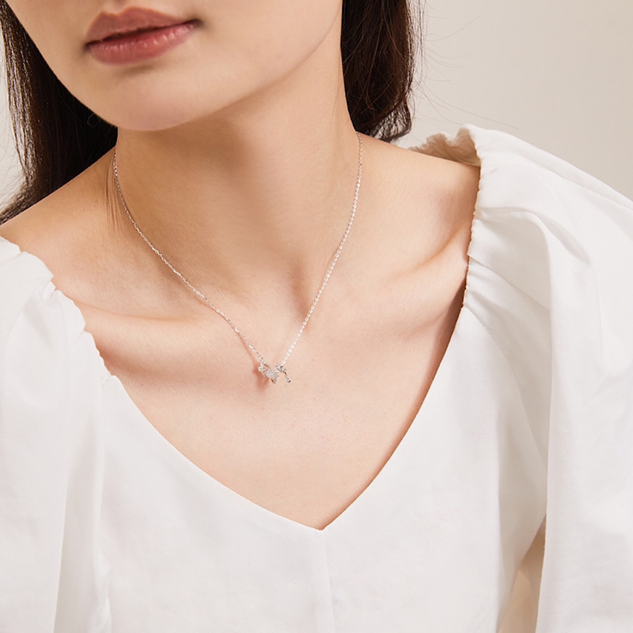 おしゃれ キラキラ ストーン スター シルバー ネックレス - 4