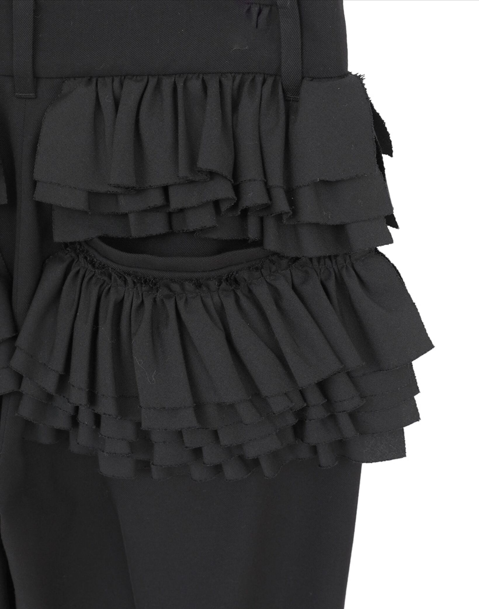 CLANE FRILLED SLACKS BLACK | FLICKA ASHIYA