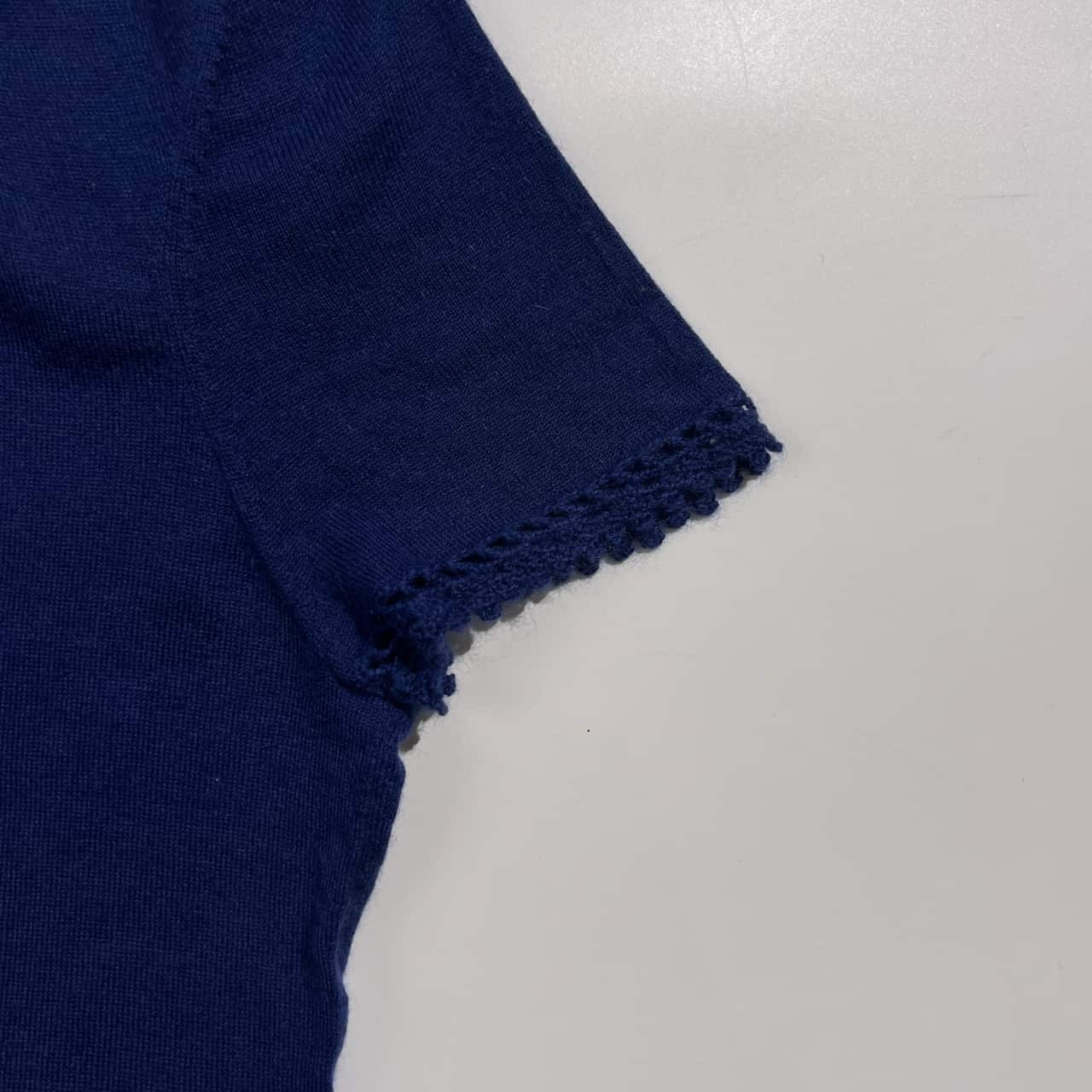 カシミヤ100% K.T KIYOKO TAKASE キヨコタカセ ハイゲージ タートルネック 半袖 ニット 9 /ネイビー 青紫系 レディース