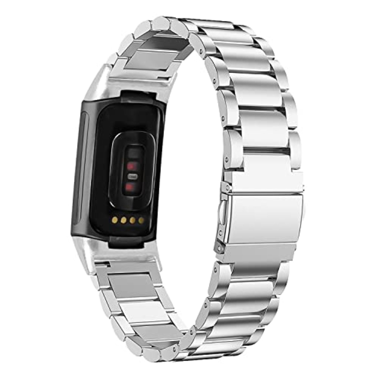 バンド 対応 Compatible for Fitbit Charge 6/Charge 5 金属ステンレス製の交換用ストラップ 交換ベルト (銀)