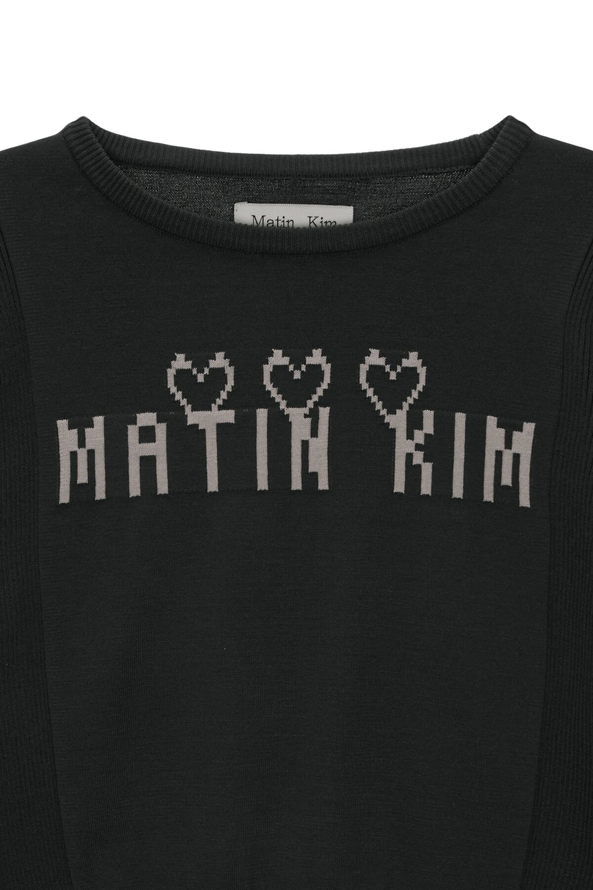 マーティンキム　matin kim big logo knit ブラック値下不可 Matin Kim]Spell Point Stripe Knit Cardigan, Black