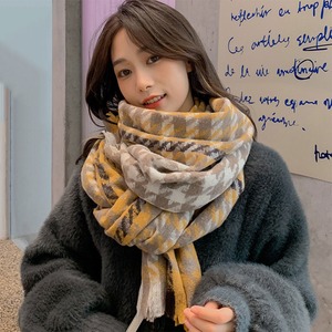 千鳥格子柄 大判 マフラー レディース 秋冬 きれいめ おしゃれ 大人 かわいい カジュアル 防寒 保温 リバーシブル 大人可愛い 大人女子