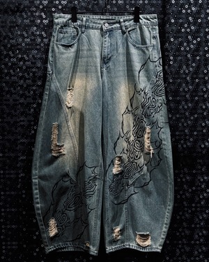【ÆIEM】"RƎ:STANCE"Hand-Painted Reconstructed Denim