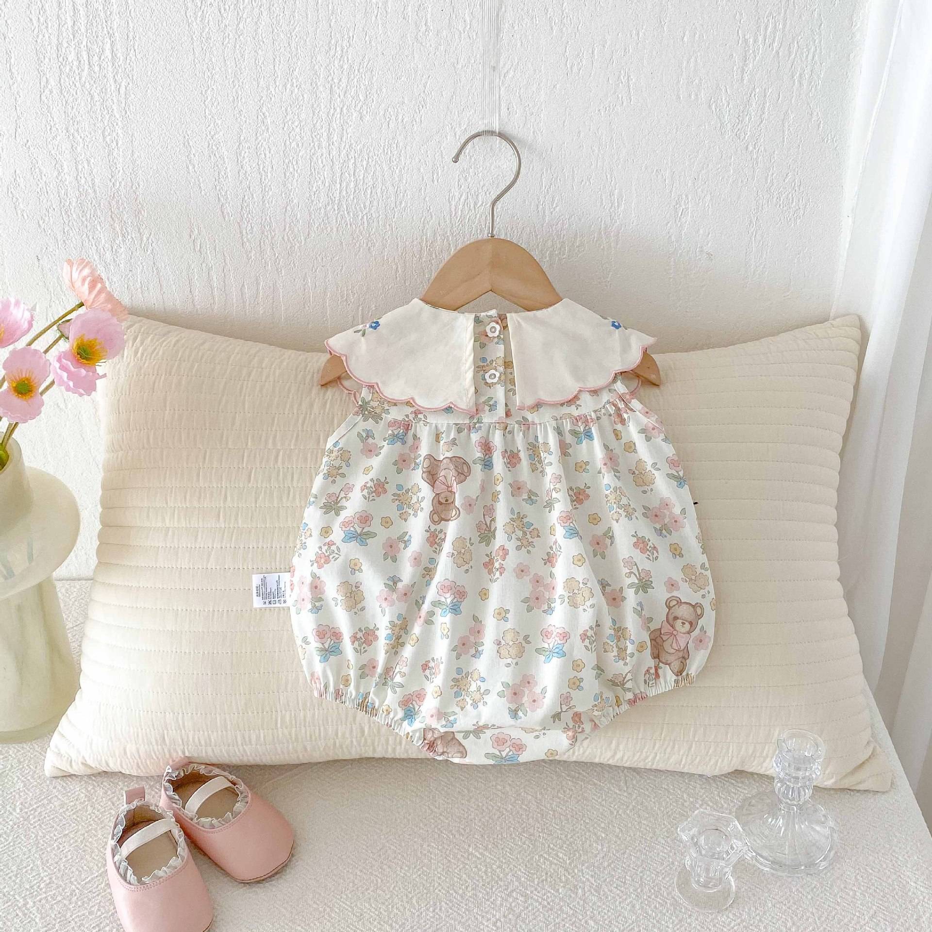 くま＆フラワーロンパース
