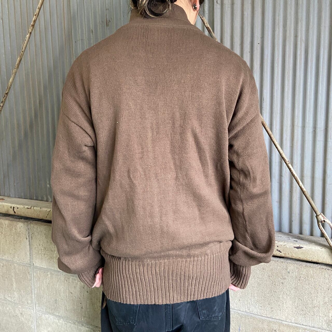 古着 ビンテージ  70s ニット 変形 リネン セーター ザックリ 古着 70-80s Ireland製 Rossan Knitwear 畦編み ローゲージ ヘビー