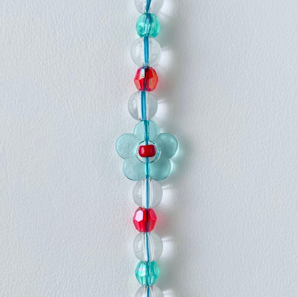 ビーズストラップ｜ポップクリアフラワー（ターコイズ） | MOPPO