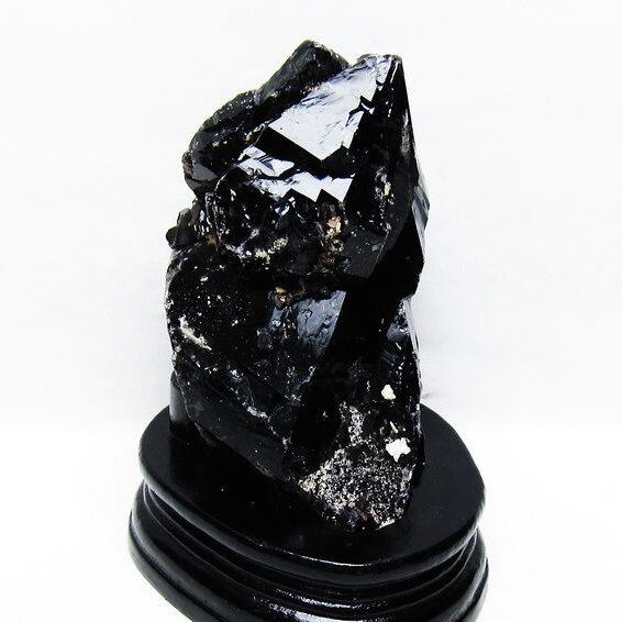 黒水晶 原石 モリオン 原石 山東省産 台座付属 一点物 181-4544