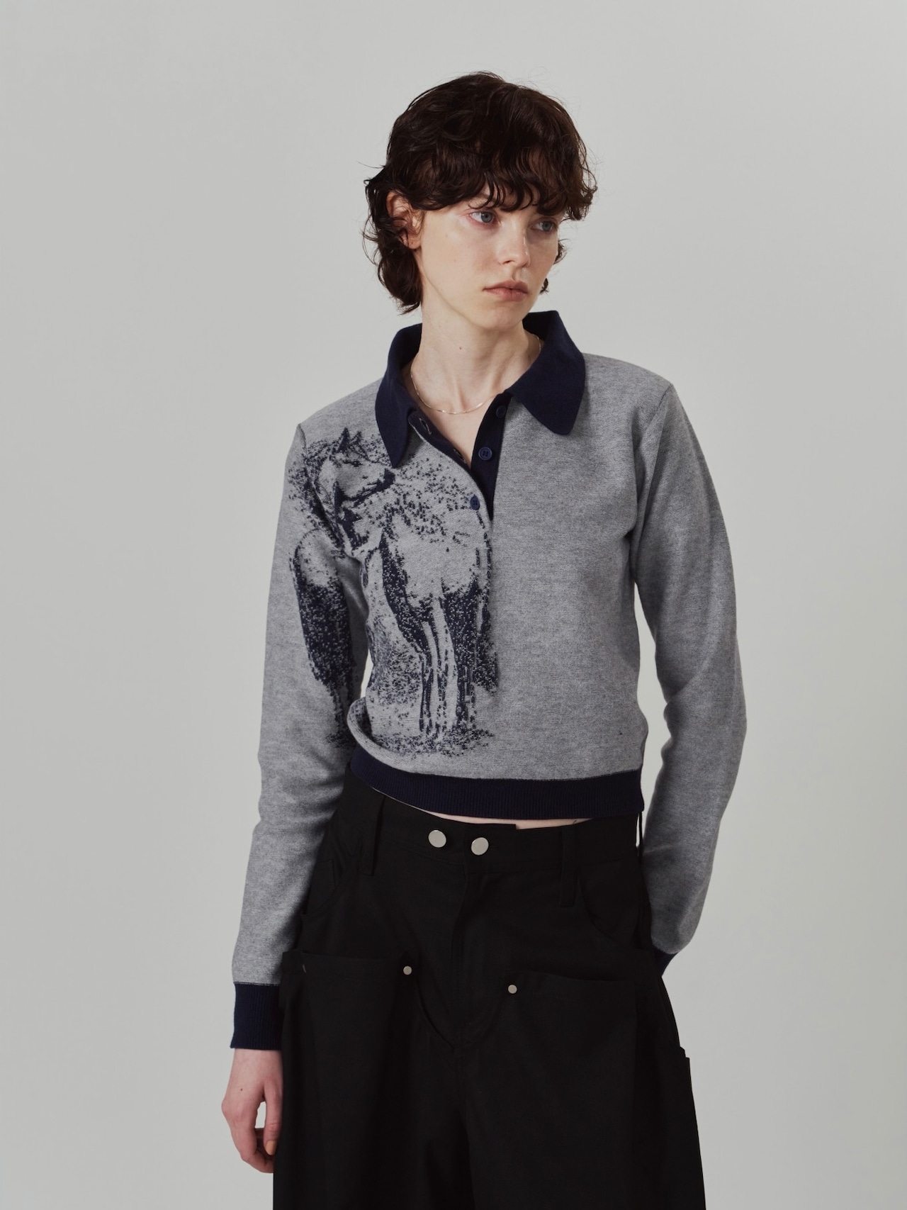 Jacquard Polo Knit / NAVY - 2