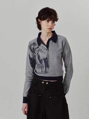 Jacquard Polo Knit / NAVY