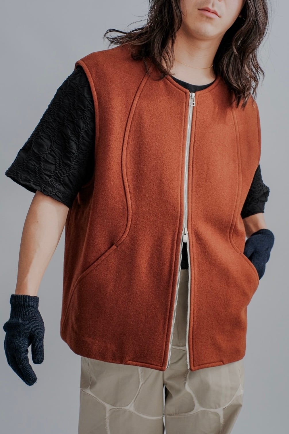 【ADAPTART】MELTON CURVE VEST