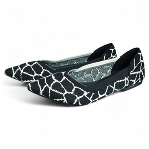 253-S-20　ニットジャガードシューズ　ブラックジラフ　Knit jacquard shoes Black giraffe