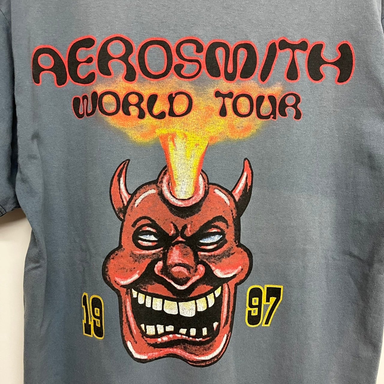 VINTAGE ヴィンテージ 97s VINTAGE AEROSMITH NINE LIVES WORLD TOUR エアロスミス ナインライヴスワールドツアー半袖Tシャツカットソー ブルー