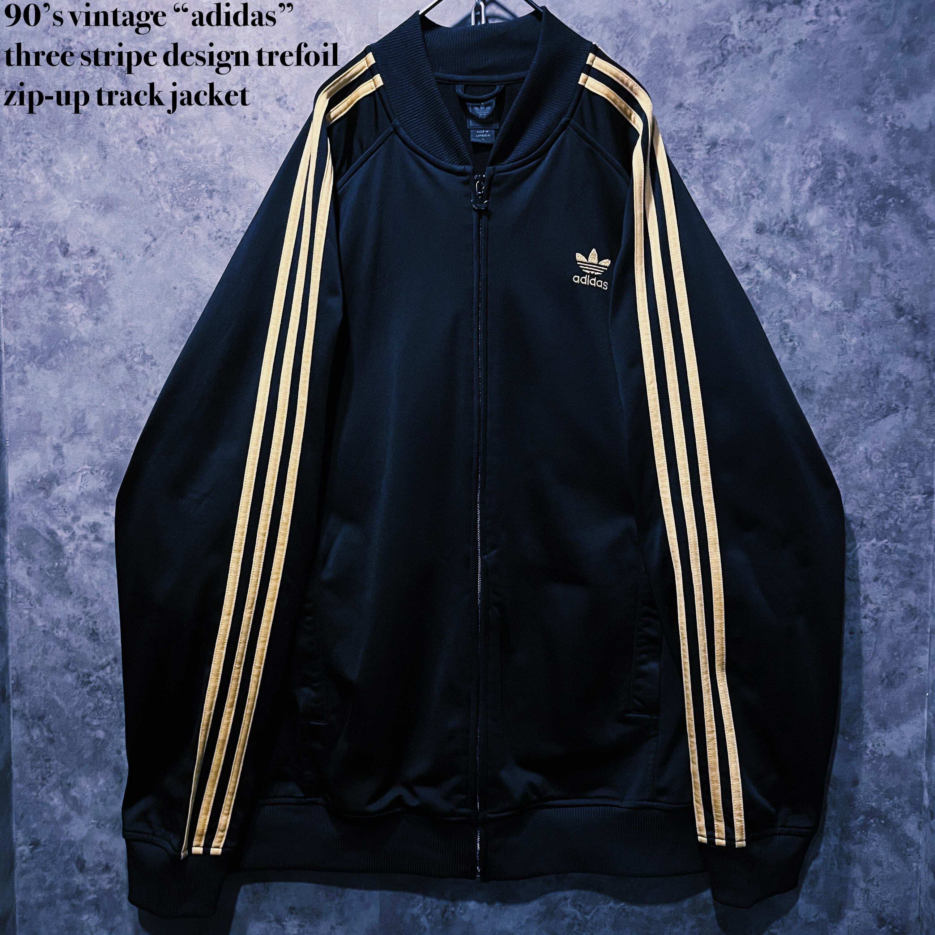 【doppio】90’s vintage “adidas”three stripe design trefoil zip-up track jacket