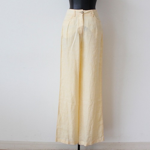 SILVIAN HEACH ソフトイエロー滑らかリネン素材ワイドパンツITALY; CN P22163¥24,000＋tax