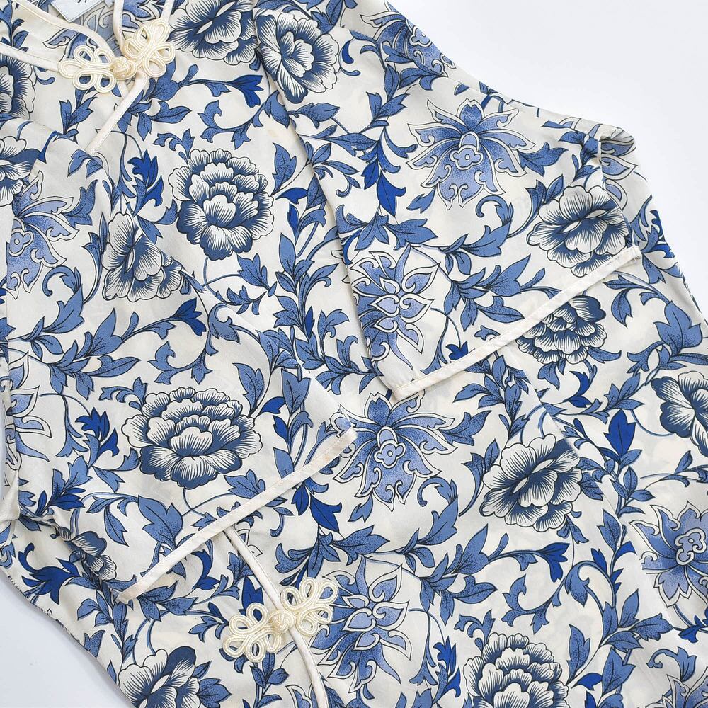 90-0s 中国製 秦藝 Qin Yi チャイナドレス ワンピース 旗袍 シルク100