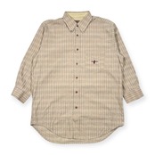 90s イタリア製 Marlboro Classics マルボロクラシックス チェック柄 BD ボタンダウン 長袖シャツ L/ベージュ系 メンズ ビンテージ