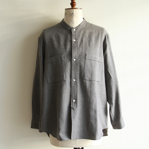 STILL BY HAND【 mens 】  wool cotton band collar shirt