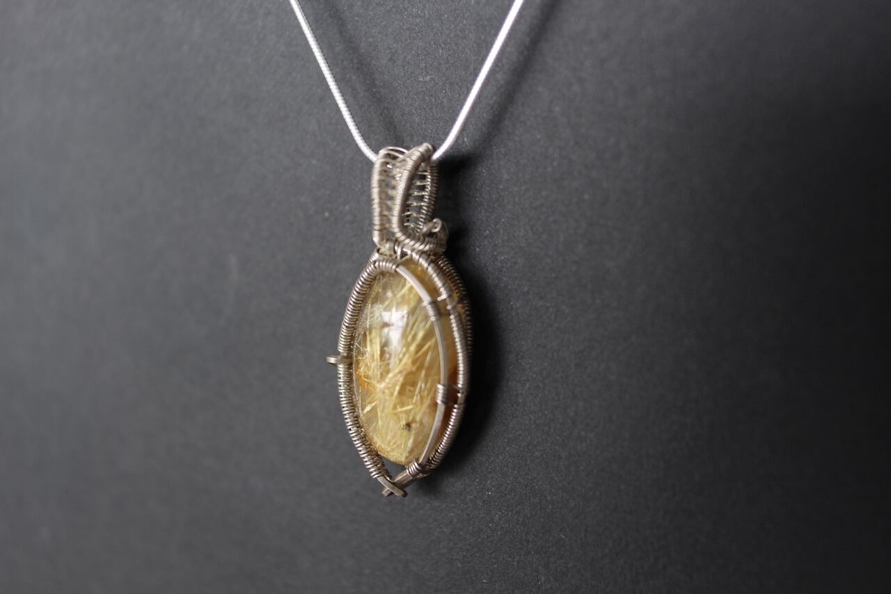 Rutilated quartz silver925 wire wrapping pendant
