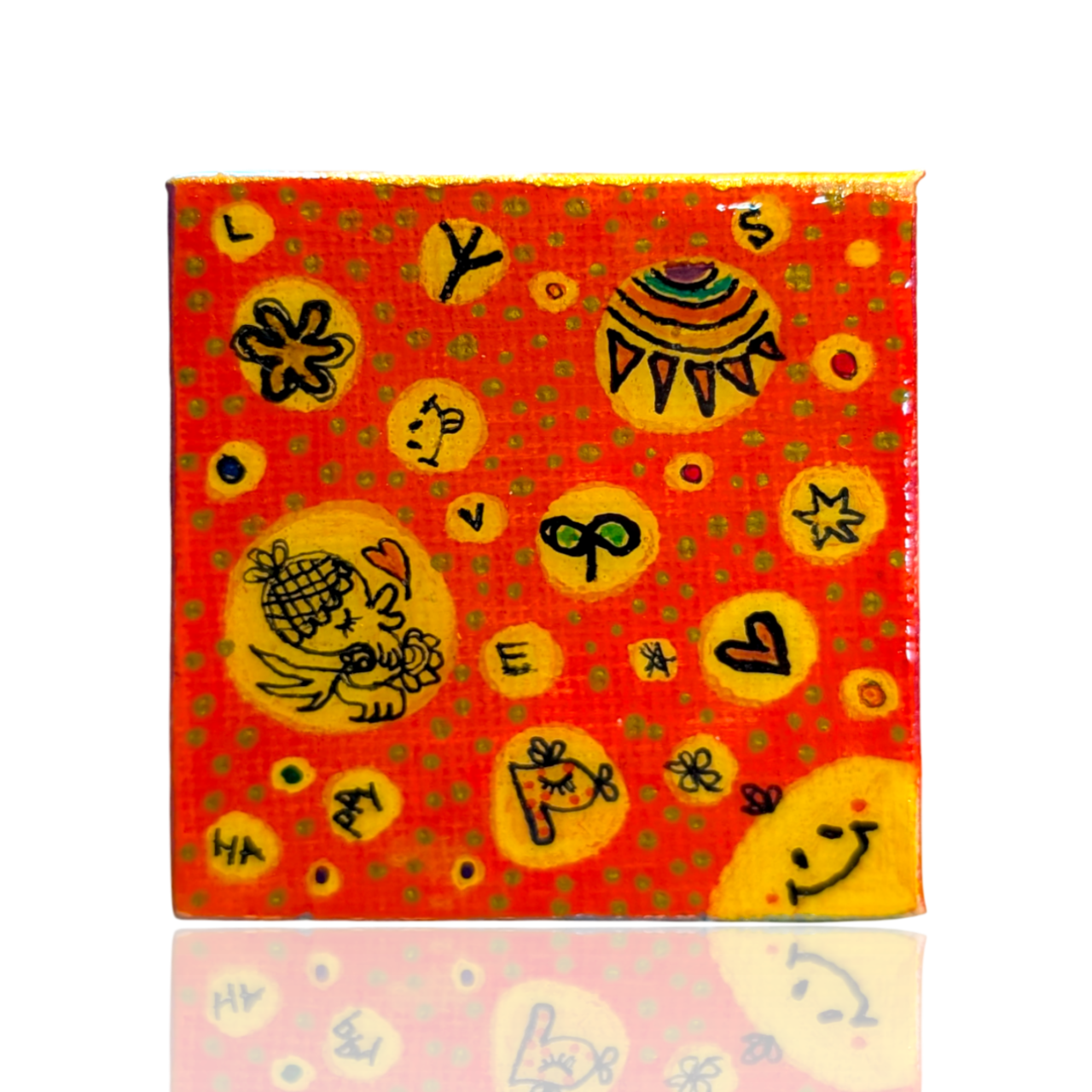 【pipi手書きミニキャンバス ミニイーゼル付き 水玉達のきもち】