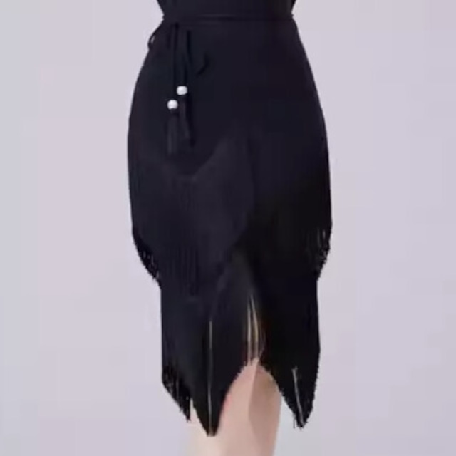 ドローストリング ミモレアシンメトリー フリンジ ダンスドレス ds1098