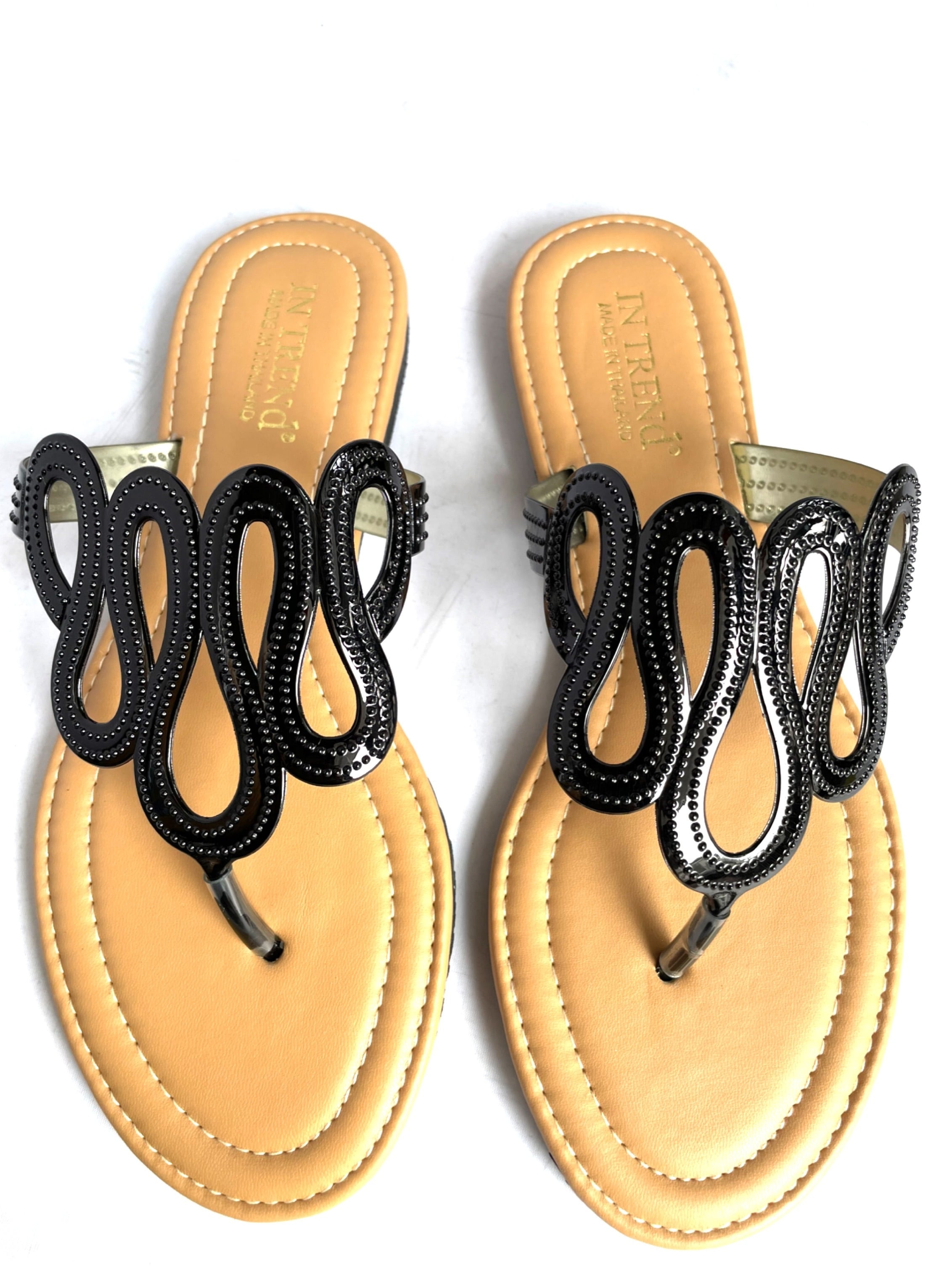 サンダル シューズ トングサンダル 23.0cm〜24.5cm ビーチサンダル 夏 エスニック アジアン リゾートサンダル 上品サンダル カジュアルサンダル きれいめサンダル * アジアン雑貨No.23 ブラック Ru-506