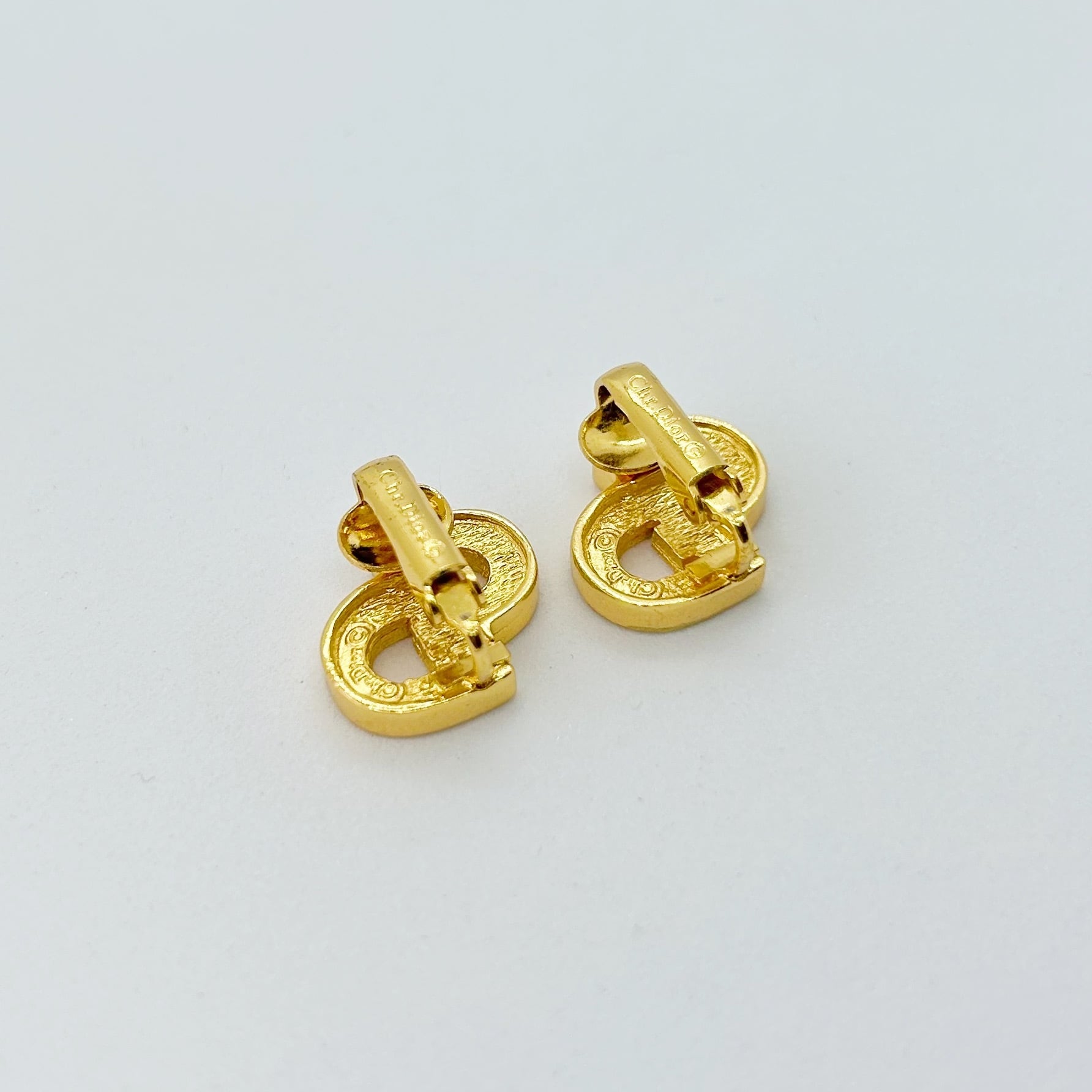 E5346】Christian Dior CD rhinestone earrings/クリスチャン