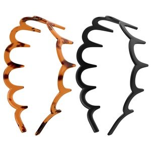 【在庫処分】KISARG カチューシャ くし付ヘッドバンド ヘアバンド ヘアアクセサリー レディース メンズ兼用 コーム付き 前髪 ヘアアレンジ ２セット ブラック とべっ甲