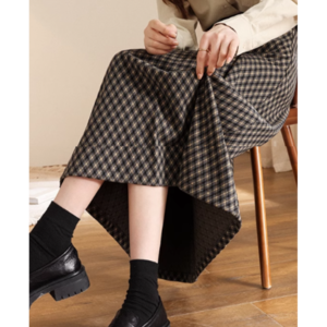 チェック柄 ボックスプリーツスカート W01100