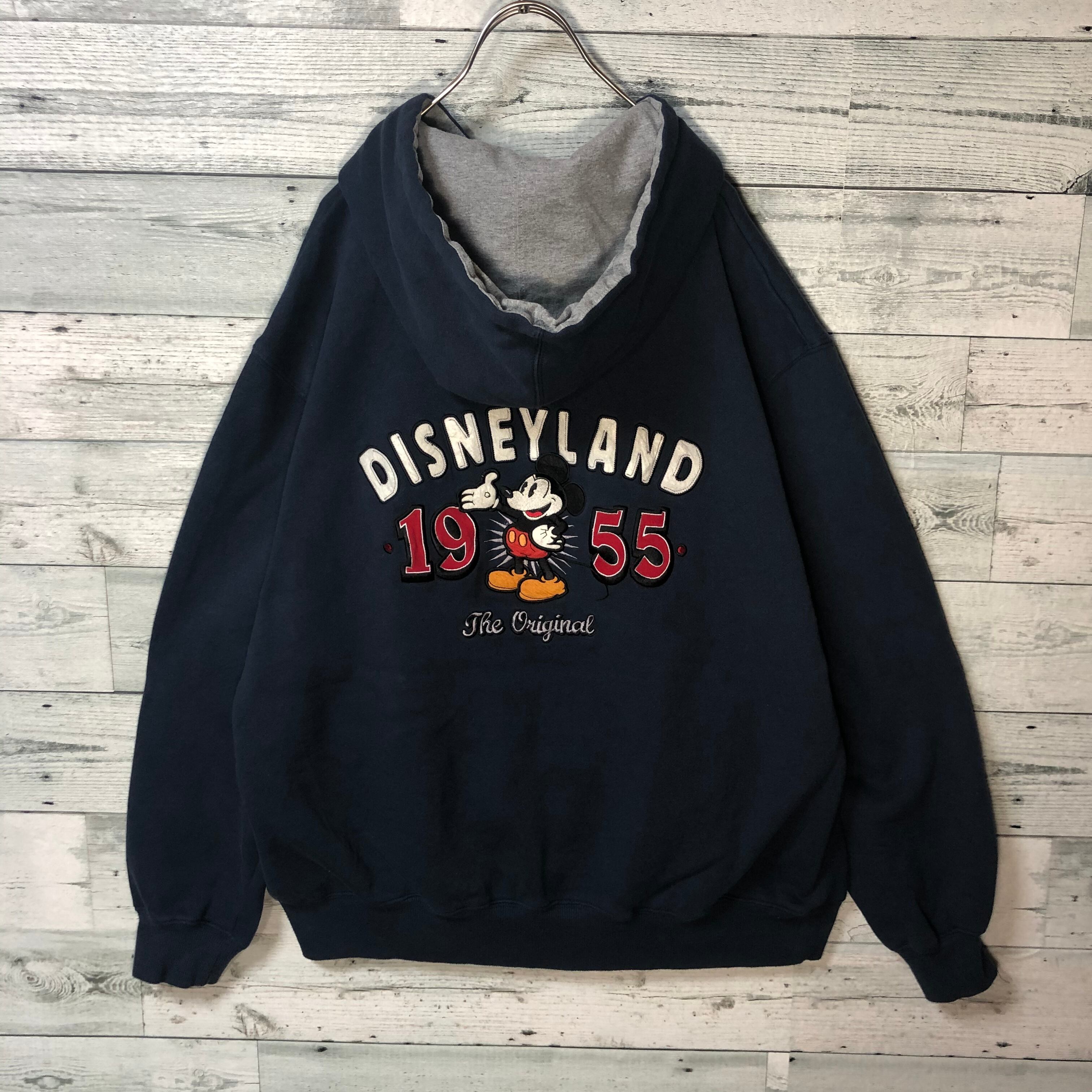 22春の新作 刺繍ロゴ ディズニーランド 90s古着 ジップアップパーカー L ネイビー パーカー Pipocarosa Com