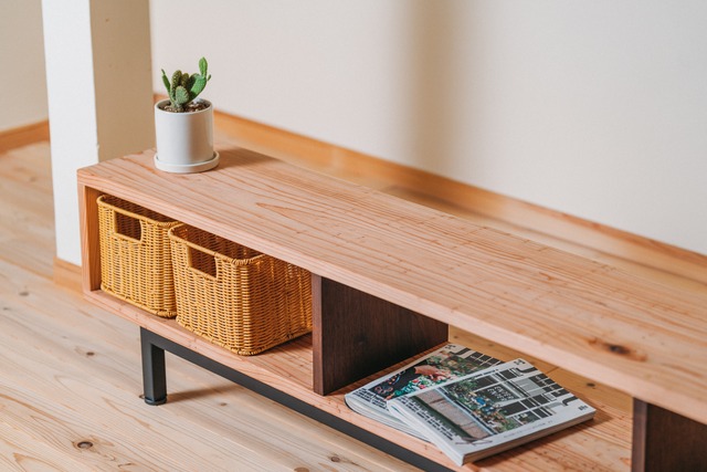 無垢材×スチール脚 テレビボード｜収納なし［幅180cm］