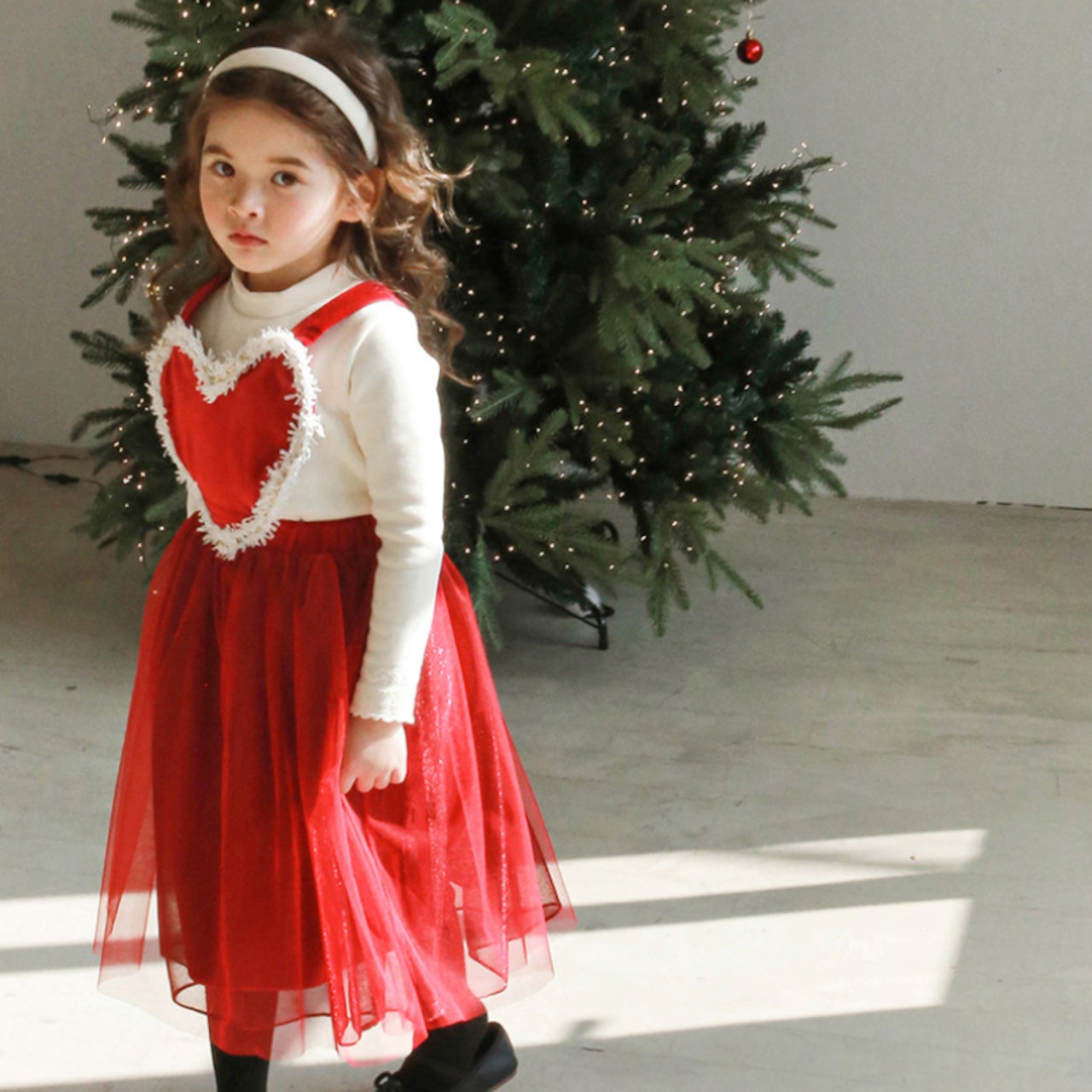 クリスマスハートデザインメッシュワンピース