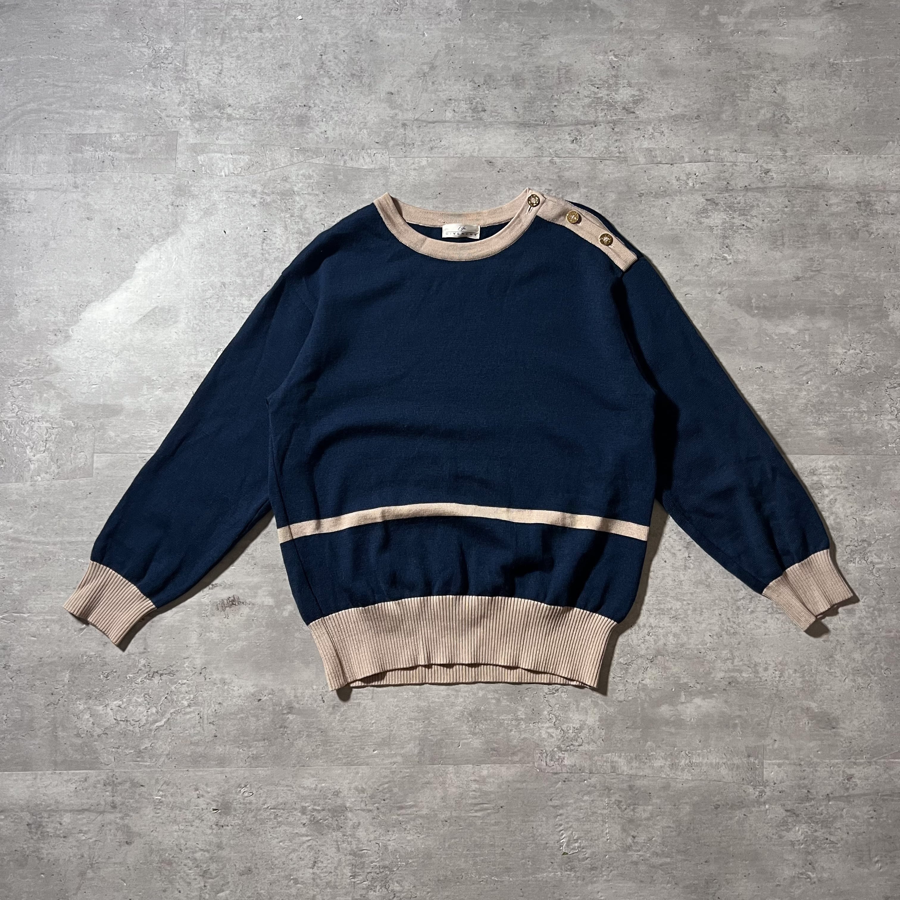 80s-90s “GIVENCHY” kavy crew neck wool knit 90年代 ジバンシー