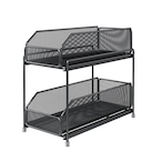 ラックキャビネット 黒 ブラック 灰色 グレー 2色 シンク下 2段引出し スライド式バスケット キッチン 省スペース コンパクト シンプル スタイリッシュ