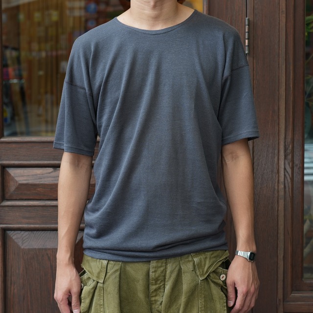 Olde Homesteader YOUTH (オールドホームステッダーユース) "RELAXED LINEN JERSEY CREW NECK S/S" -BLUE-