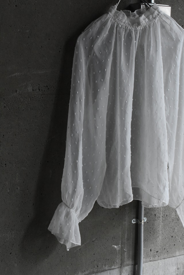 OK/90's dot & frill sheer blouse.