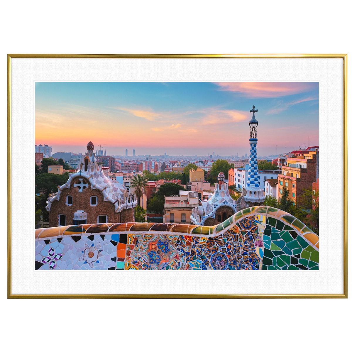 スペイン写真 バルセロナ 夕暮れのグエルパーク インテリアアート 