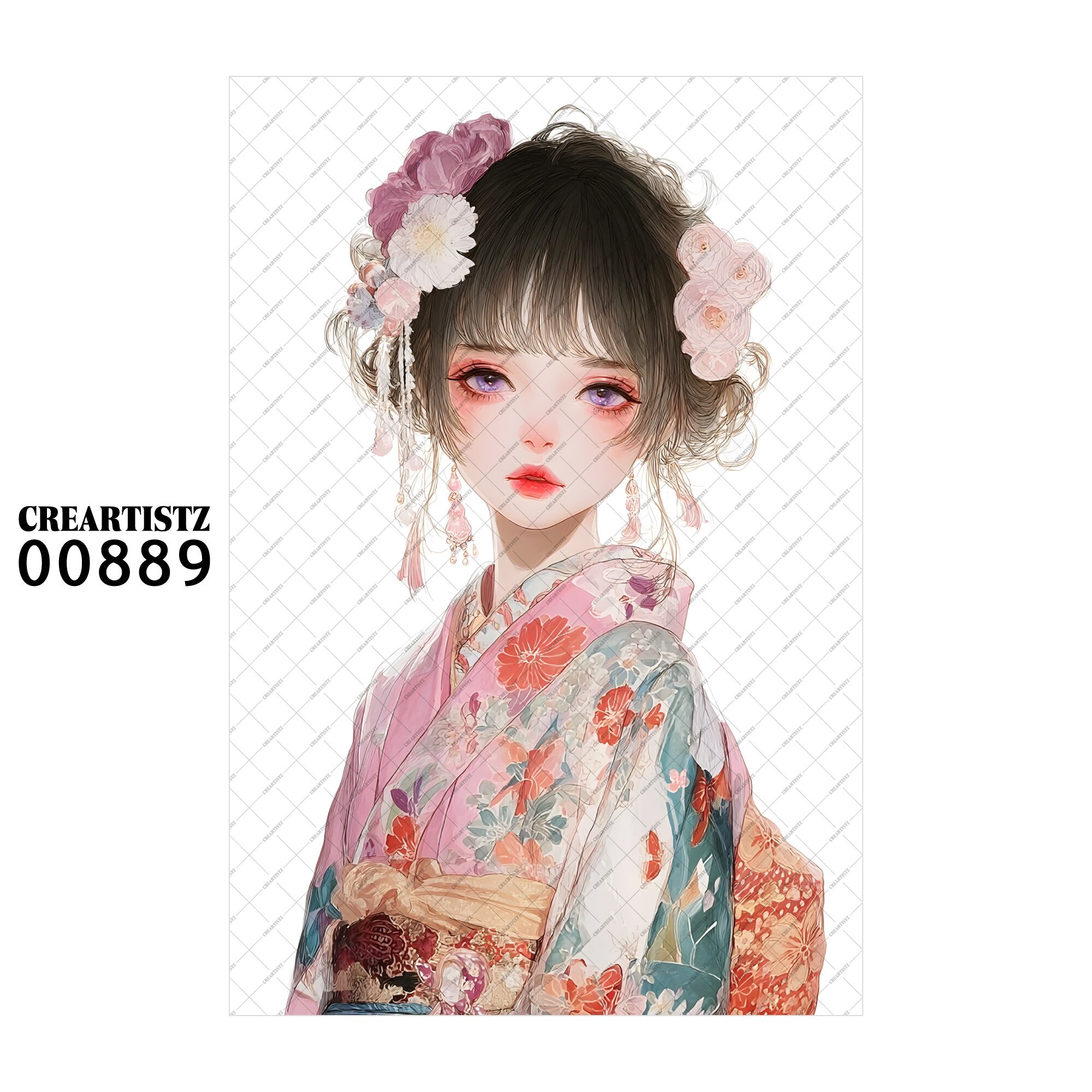 00889 ガール キュート オリジナル ペーパー/ステッカー 4枚セット CREARTISTZ