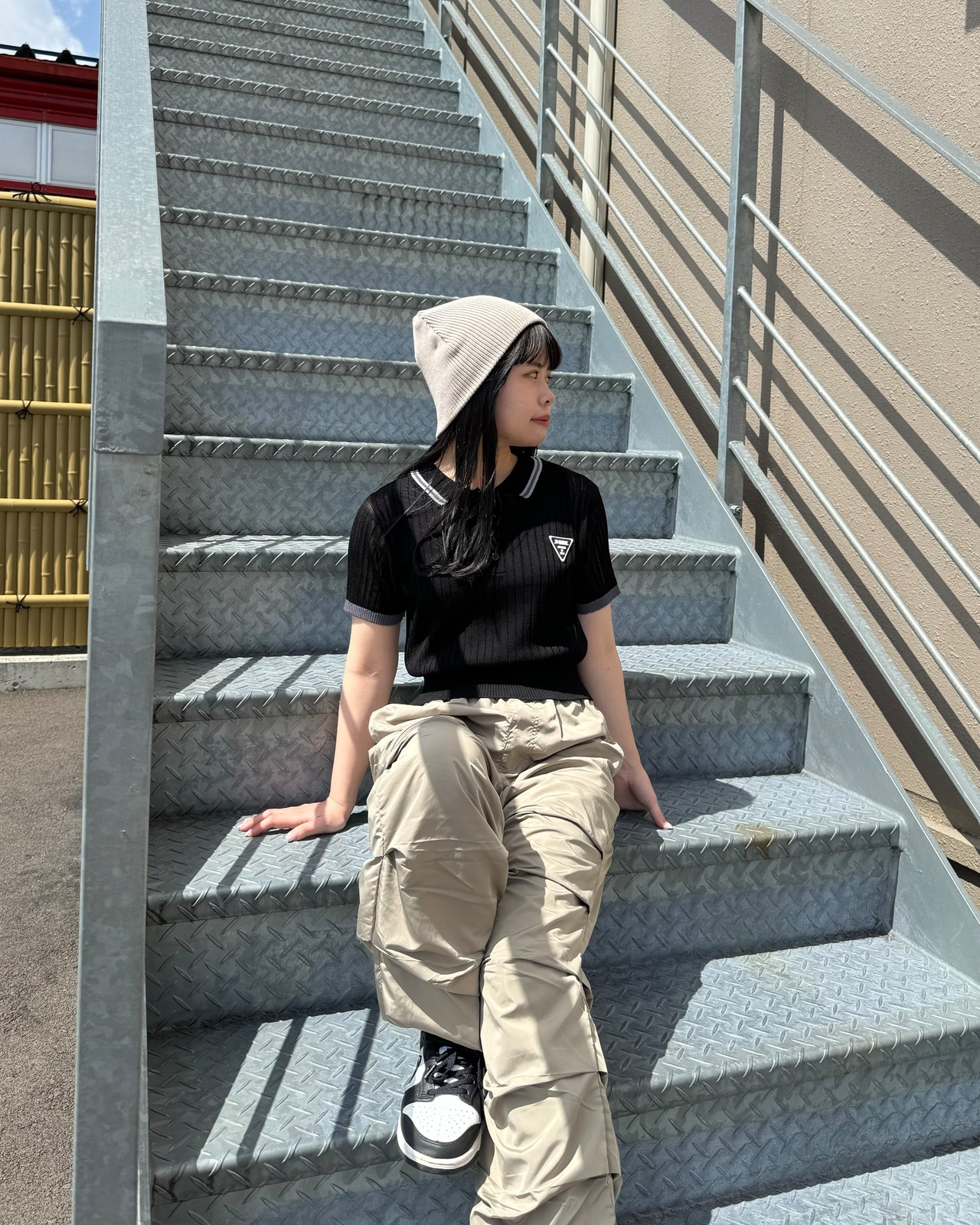 【X-girl】 RIB KNIT POLO【エックスガール】