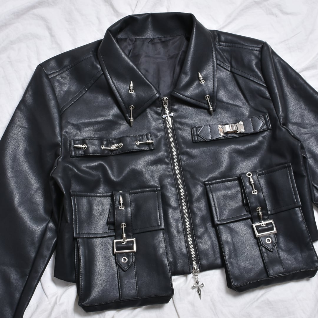 【12/12新着】スパイクピアス★レザーブルゾン