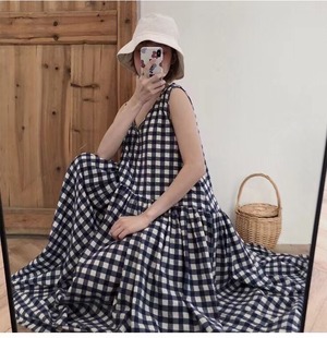 ギンガムチェックタンクワンピース　AJ22008-9910