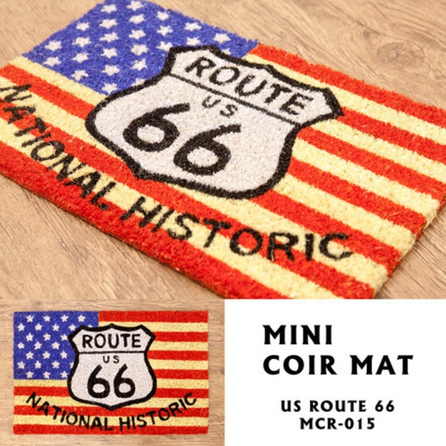 Route 66【玄関マット】MINIコイヤーマット＜アメリカン雑貨＞route66　ルート　るーと６６