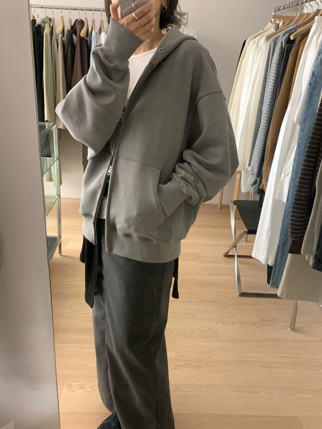 (即納) HAUS / Pigment hoodie zip-up